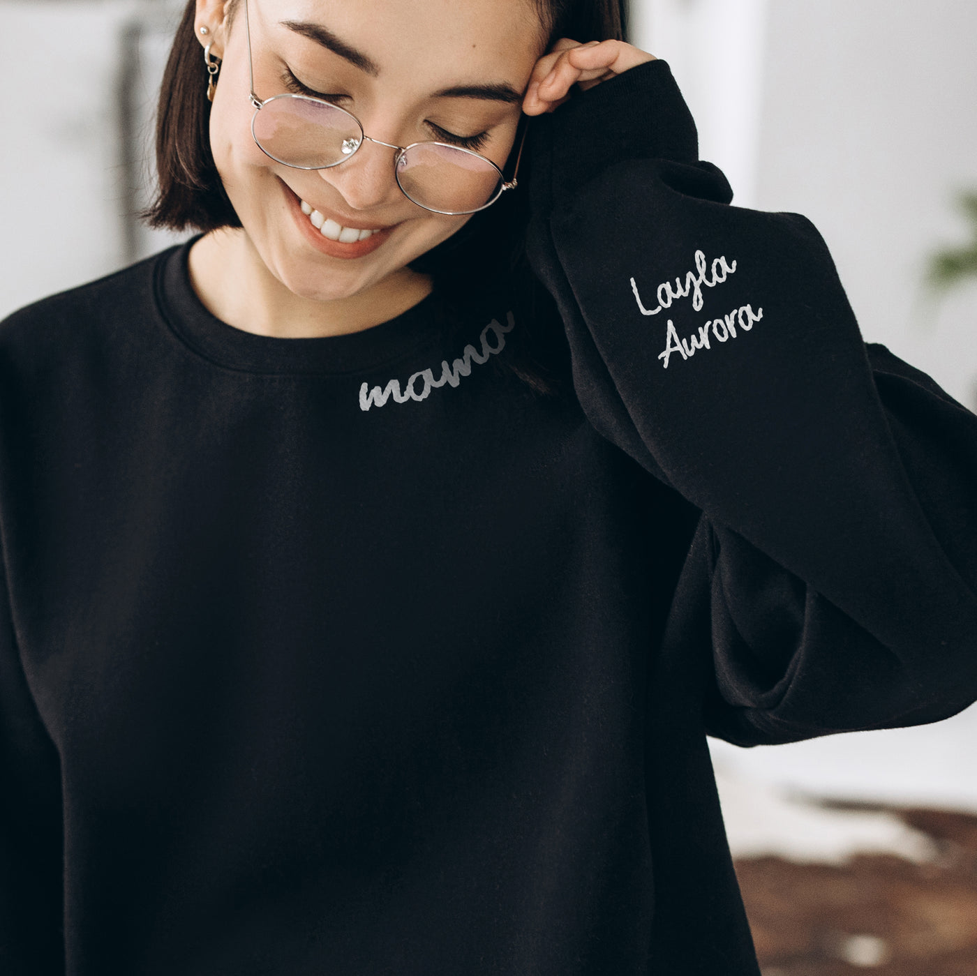 Custom Embroidered Mama Sweatshirt With Kids Names