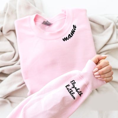 Custom Embroidered Mama Sweatshirt With Kids Names